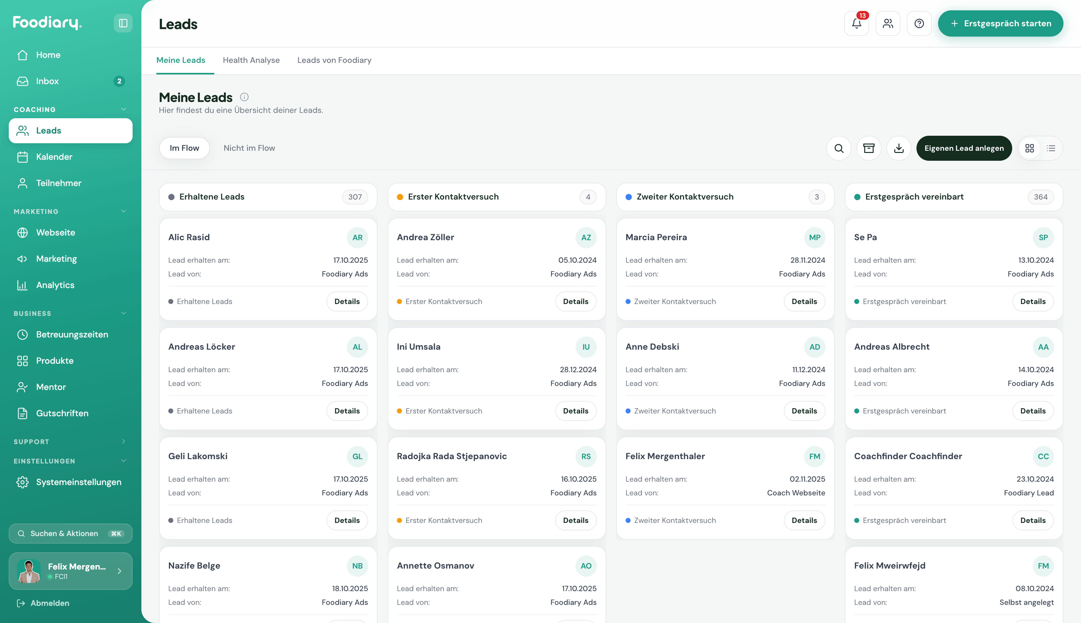 Leads im Coach-Dashboard